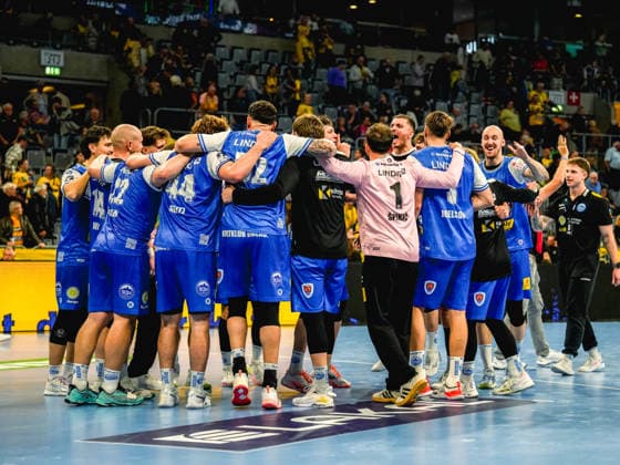 08.10.2026, xwppx, Handball Opel HBL, Rhein-Neckar Loewen - ThSV Eisenach v.l. Jubel ThSV Eisenach
