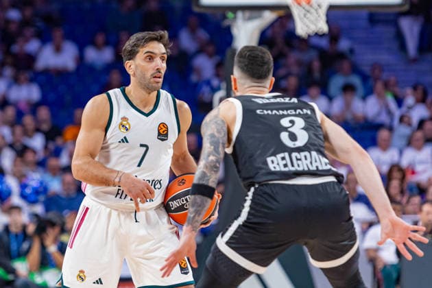 ESP: Euroleague Real Madrid v Partizan Belgrade Facundo Campazzo of Real Madrid and Luca Vildoza of Partizan during the Euroleague match between Real Madrid and Partizan Mozzart Bet Belgrade played at Movistar Arena Stadium on October 8 2026 in Madrid Spain Madrid Spain Basketball Copyright: xAlbaxPachecox xAgenciaxLOFx