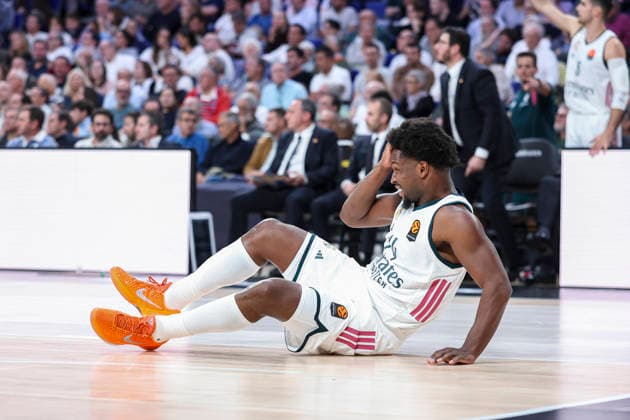 October 8, 2026, Madrid, Madrid, Spain: Andres Feliz of Real Madrid hurts during the Euroleague Basketball Regular Season Round 4 game between Real Madrid v Partizan Mozzart Bet Belgrade at Movistar Arena on October 08, 2026 in Madrid, Spain. Madrid Spain - ZUMAa181 20261008_zaa_a181_243 Copyright: xIrinaxR.xHipolitox
