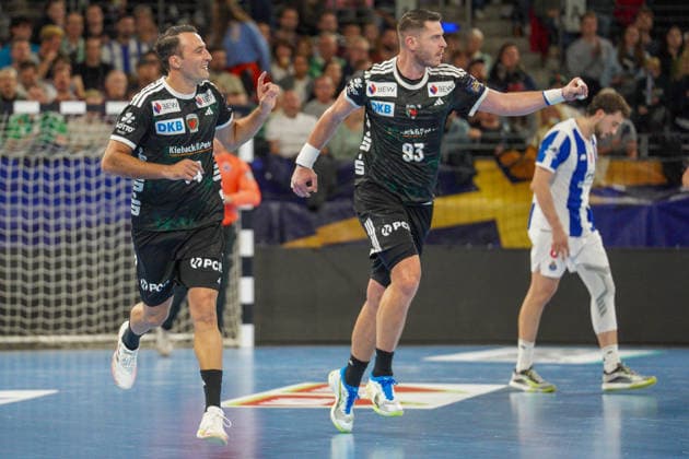 Im Bild: Mijajlo Marsenic (Fuechse Berlin, 93), Tor, Treffer, Jubel, Torjubel, Freude, Begeisterung, feiert, jubelt 08.10.2026, Fuechse Berlin - FC Porto, EHF Handball Champions League, Saison 2026 27, Max-Schmeling-Halle Copyright: HMBxMedia xPascalxSpanehl