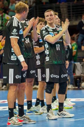 Im Bild: Nils Lichtlein (Fuechse Berlin, 17), Jubel, Freude nach dem Spiel 08.10.2026, Fuechse Berlin - FC Porto, EHF Handball Champions League, Saison 2026 27, Max-Schmeling-Halle Copyright: HMBxMedia xPascalxSpanehl