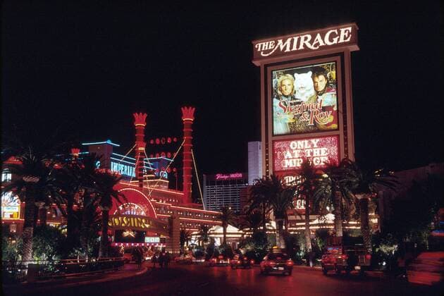 Werbetafel des Hotels The Mirage für Siegfried und Roy in Las Vegas
