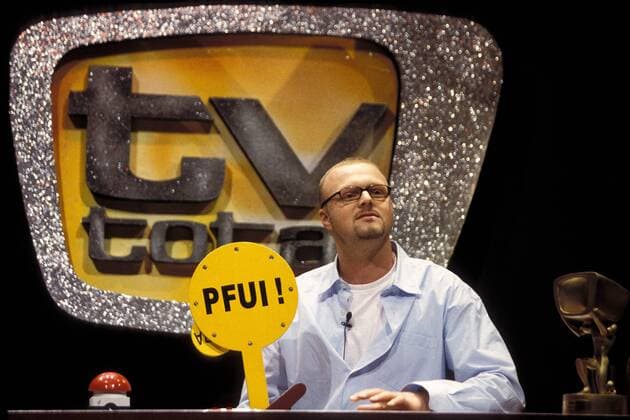 Stefan Raab (GER) moderiert seine Sendung -TV total- auf der Telemesse