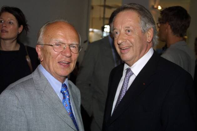 Journalist Friedrich Notwotny (li., GER) und Paul Spiegel (GER Präsident Zentralrat der Juden) während eines Gespräches in Köln