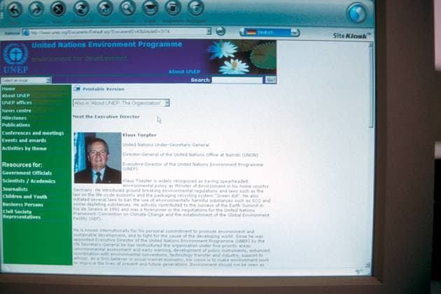 Internetseite der United Nations Environment Programme - Klaus Töpfer (GER CDU Executive-Director United Nations Environment Programme)