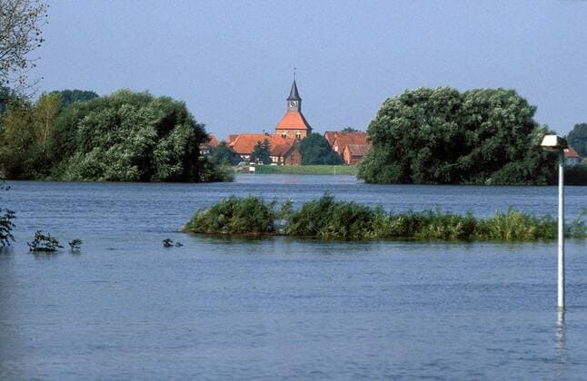 Land unter bei Pirna - Hochwasser an der Elbe