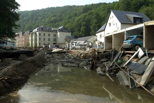 Von der Flut zerstörte Stadt Glashütte