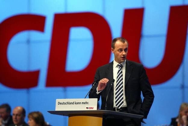 Friedrich Merz (GER CDU stellvertretender CDU-CSU Bundestagsfraktionsvorsitzender) spricht auf dem CDU-Parteitag in Leipzig