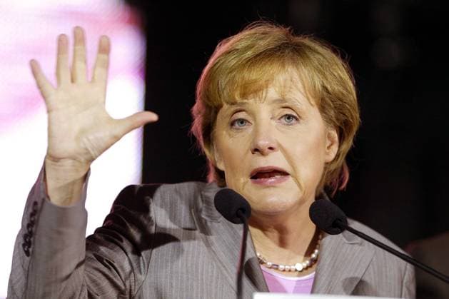 Angela Merkel (GER CDU-Bundessvorsitzende) spricht auf einer Wahlkampfveranstaltung in Erfurt