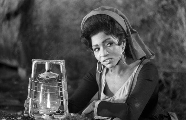 Mezzo-Sopranistin Grace Bumbry (USA) während der Dreharbeiten zum Film -Carmen- (unter der Regie von Herbert von Karajan)