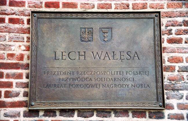 Gedenktafel für Lech Walesa in Gdansk