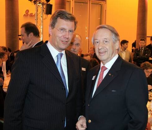 Paul Spiegel (re., GER Präsident Zentralrat der Juden in Deutschland) und Christian Wulff (GER CDU Ministerpräsident Niedersachsen) in Düsseldorf