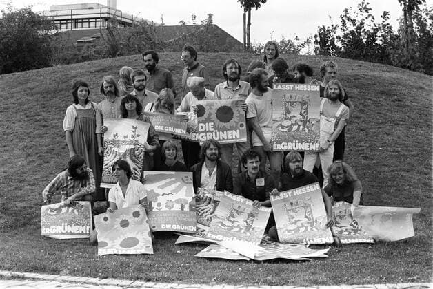 Wahlkampfteam der Grünen anlässlich der Landtagswahlen 1982 in Hessen