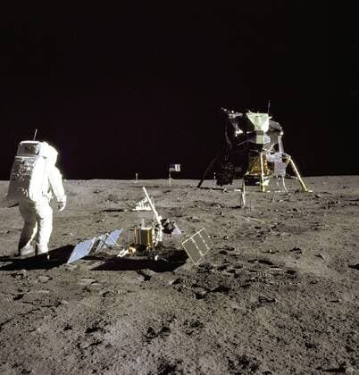 IMAGO History, Mondlandung der Apollo 11 am 20.07.1969 Astronaut Edwin Buzz Aldrian (USA) auf der Oberfläche des Mondes während der Apollo 11-Mission -  (WAX20060720408)