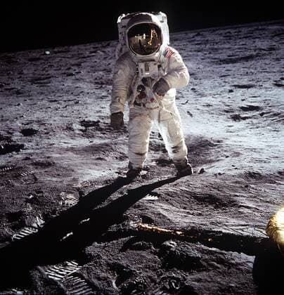 IMAGO History, Mondlandung der Apollo 11 am 20.07.1969 Astronaut Edwin Eugene - Buzz - Aldrin Jr. (USA) während der ersten bemannten Mondlandung der NASA mit Apollo 11 -  (was2004010905)