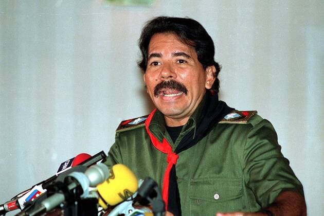 Daniel Ortega (NCA FSLN) während einer Pressekonferenz - 