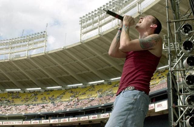 Sänger Chester Bennington (USA Linkin Park) anlässlich eines Konzertes in Washington D.C.  (wap2001052854)
