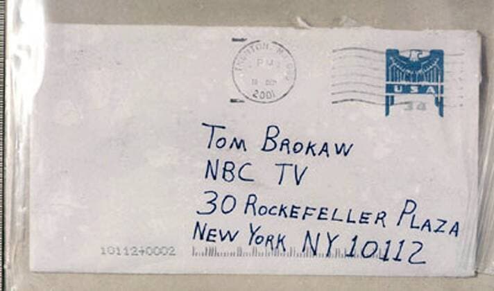 Sichergestellter Terrorbrief mit Anthraxsporen an Tom Brokaw (USA NBC)  wax2001101397