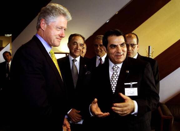 Präsident Bill Clinton (li., USA) und Präsident Zine el Abidine Ben Ali (TUN) in New York  (wax2000090802)