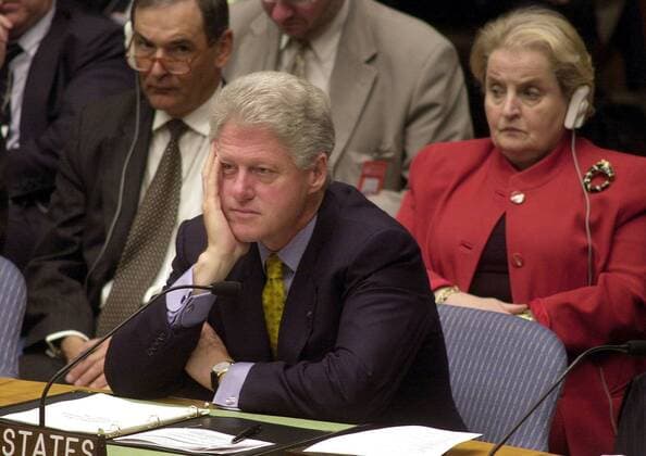 Präsident Bill Clinton (USA) mit Außenministerin Madeleine Albright (USA) auf der 55. United Nations General Assemblys Session in New York  NYP2000090717
