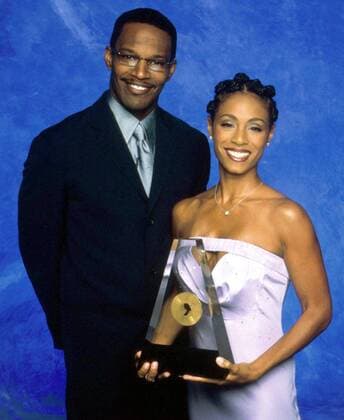 Jada Pinkett Smith, 50. Geburtstag am 18. September Schauspieler Jamie Foxx und Jada Pinkett Smith (beide USA) alässlich der - 1999 Essense Awards - in Los Angeles  (LAP99051301)