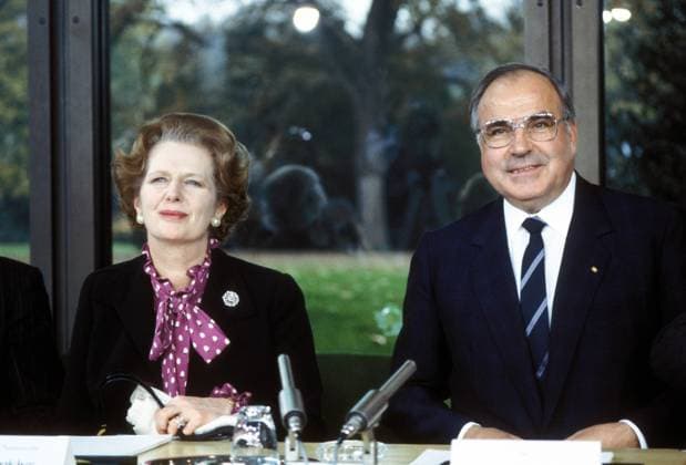 Bundeskanzler Helmut Kohl (GER CDU) und Premierministerin Margaret Thatcher (GBR) in Bonn