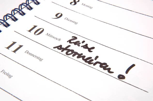 Reise stornieren - Eintrag in einem Terminkalender