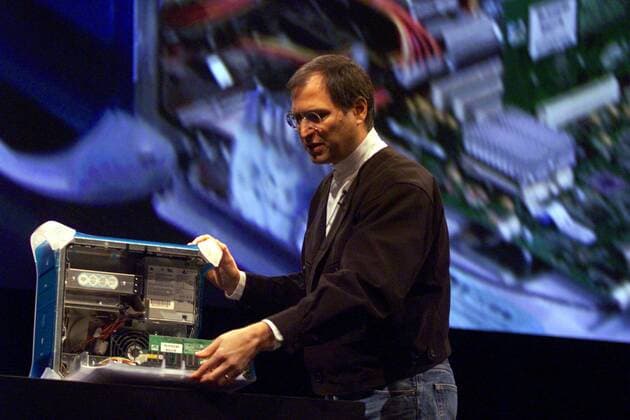 Steve Jobs (USA CEO Apple Computer Inc.) während seines Vortrages bei der Computermesse - MacWorld - in San Francisco  (SXP99010503)