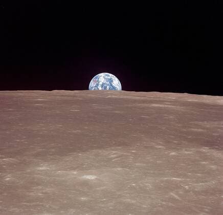 IMAGO History, Mondlandung der Apollo 11 am 20.07.1969 Mond und Erde während der Mission Apollo 11 -  - KSC99071513