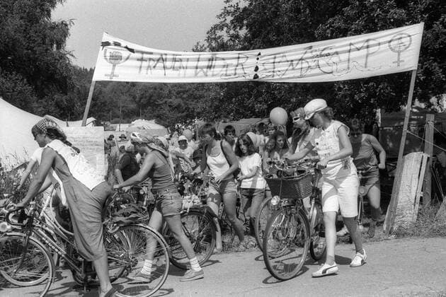 Frauenwiderstandscamp anlässlich einer Protest-Veranstaltung gegen die geplante Aufstellung von Raketen durch die US Armee in Reckershausen