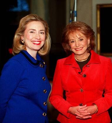 First Lady Hillary Rodham Clinton (li., USA) und Fernsehmoderatorin Barbara Walters (re., USA) in Washington D.C. - WAP9601121019258-340