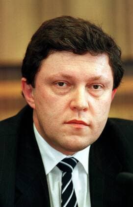 Präsidentschaftskandidat Grigori Alexejewitsch Jawlinski (RUS Russische Demokratische Partei Jabloko) während eines Pressetermins in Bonn
