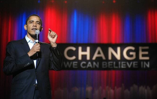 Präsidentschaftskandidat Senator Barack Obama (USA Demokraten Illinois) während einer Rede anlässlich einer Wahlkampfveranstaltung in Los Angeles  LAP20071210111