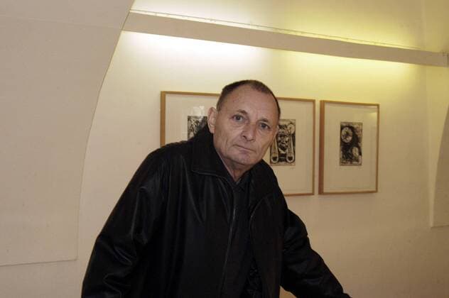 Maler Günter Brus anlässlich einer Vernissage in Salzburg