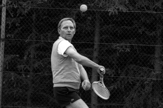 Wolfgang Schäuble (Deutschland CDU Chef Bundeskanzleramt) spielt Tennis