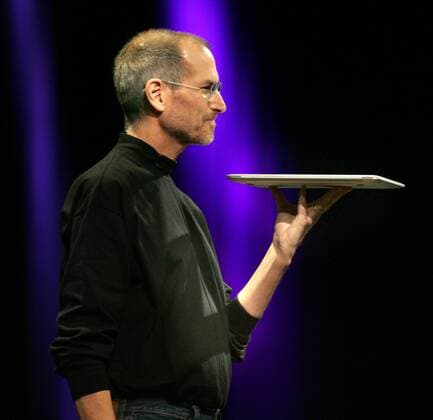 Steve Jobs (CEO Apple Computer Inc.) während der Präsentation des MacBook Air anlässlich der Computermesse Macworld in San Francisco -  SXP20080011502