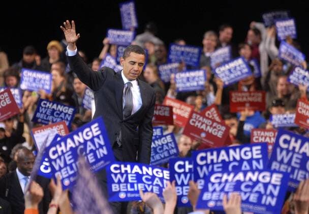 Change - We Can Believe In - Präsidentschaftskandidat Barack Obama (USA Demokraten) während einer Wahlkampfveranstaltung in Baltimore -  - BAL20080211304