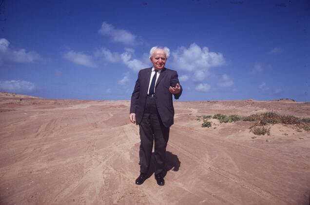 David Ben Gurion (Israel Sozialdemokratischen Arbeitspartei) in der Wüste Negev