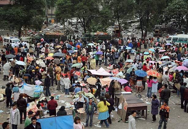 Überlebende nach dem Erdbeben in Beichuan in Sichuan - China - 