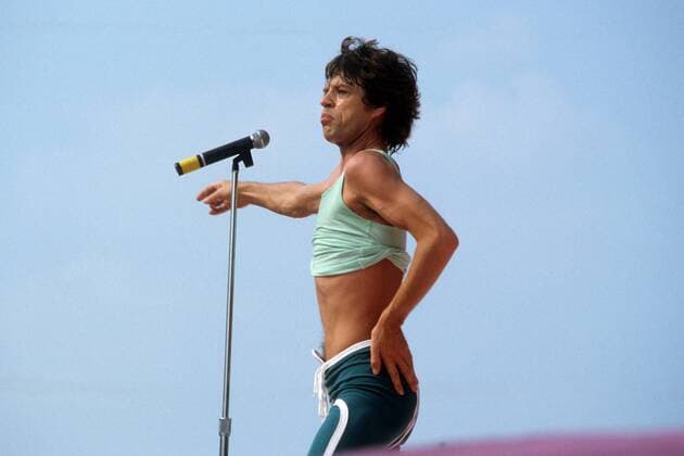 Sänger Mick Jagger (Rolling Stones) während eines Konzerts in München