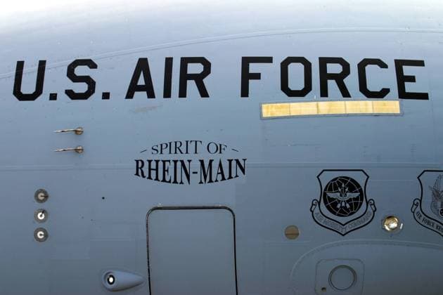 Boeing C-17 III Globemaster am Tag der offenen Tür auf der US Air Base Rhein Main anlässlich des 60jährigen Jubiläums der Luftbrücke Berlin, Wiesbaden