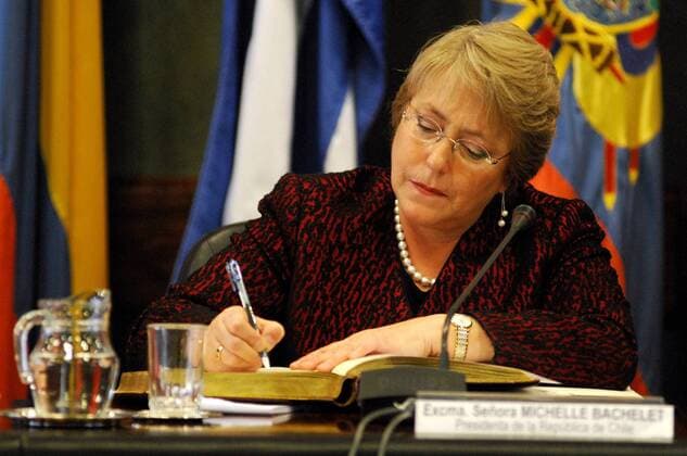 Präsidentin Michelle Bachelet (Chile) während der Konferenz der Latin American Association of Integration (ALADI) in Montevideo - 