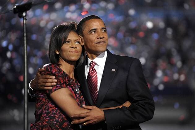 Präsidentschaftskandidat Barack Obama (USA Demokraten) mit Ehefrau Michelle Obama anlässlich des Nominierungsparteitages der Demokraten in Denver -  DNX20080828708