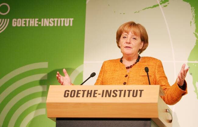 Bundeskanzlerin Angela Merkel (Deutschland CDU) anlässlich eines Besuchs der Zentrale des Goethe Instituts in München