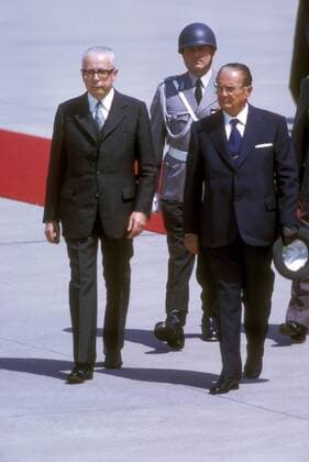 Bundespräsident Gustav Heinemann (li., Deutschland SPD) und Präsident Josip Broz Tito (Jugoslawien)