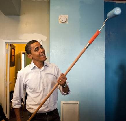 Barack Obama (USA Demokraten Designierter Präsident) streicht Wände für gemeinnützige Zwecke im Sasha Bruce House in Washington -  - WAX20090119711