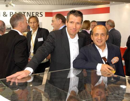 Architekt Hadi Teherani (re.) mit Reinhold Knodel (Vorstand Pandion AG) auf der internationalen Immobilienmesse - MIPIM - in Cannes