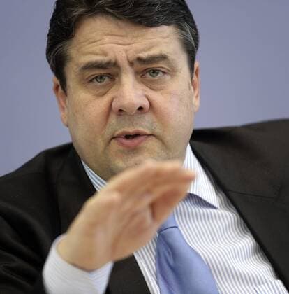 Sigmar Gabriel (Deutschland SPD Umweltminister) anlässlich einer Pressekonferenz in Berlin