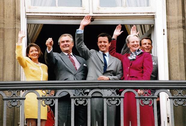V.r.n.l.: Königin Margrethe II. von Dänemark, Kronprinz Frederik, Prinz Henrik und Prinzessin Alexandra in Kopenhagen - 
