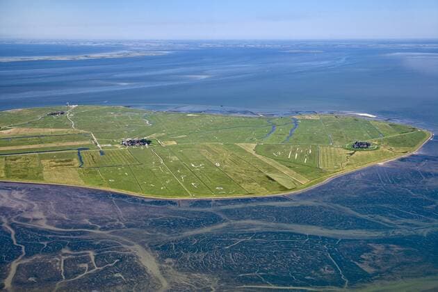  Luftaufnahme der nordfriesischen Hallig Hooge - iblslu01121439